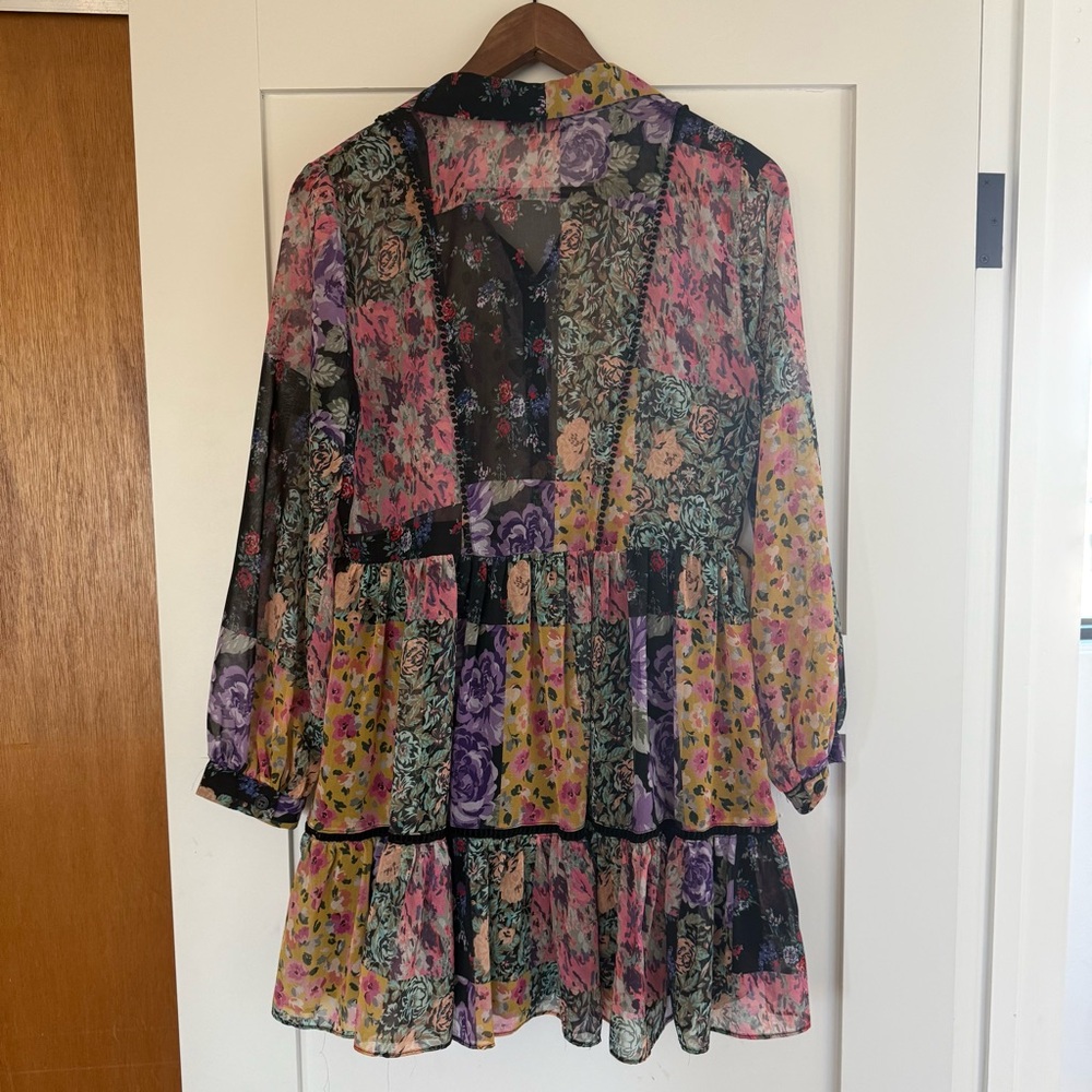 Zara Printed Western Tiered Floral Women’s Mini Dress Tunic